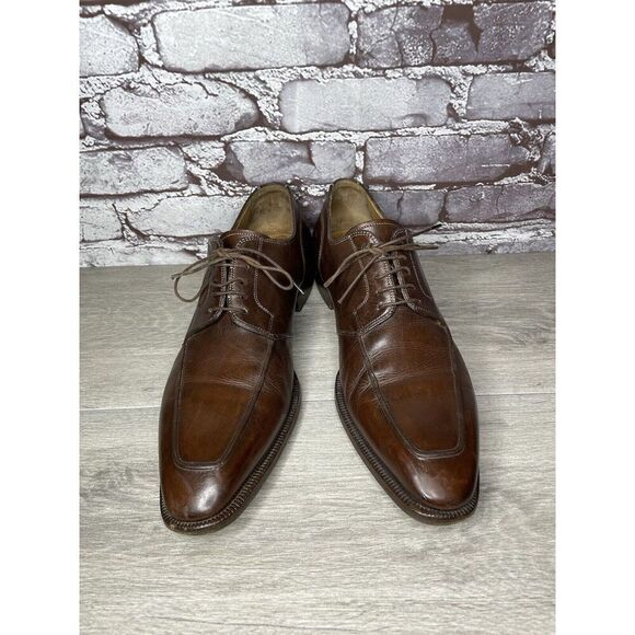 Santoni Brown Leather Apron Toe Loafers Oxfords Dress Shoes Men’s Sz 10D US/43EU main image 5